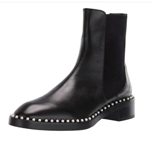 Stuart Weitzman Cline Leather Ankle Boots with Pearl Accents Size 8.5 - Picture 2 of 12